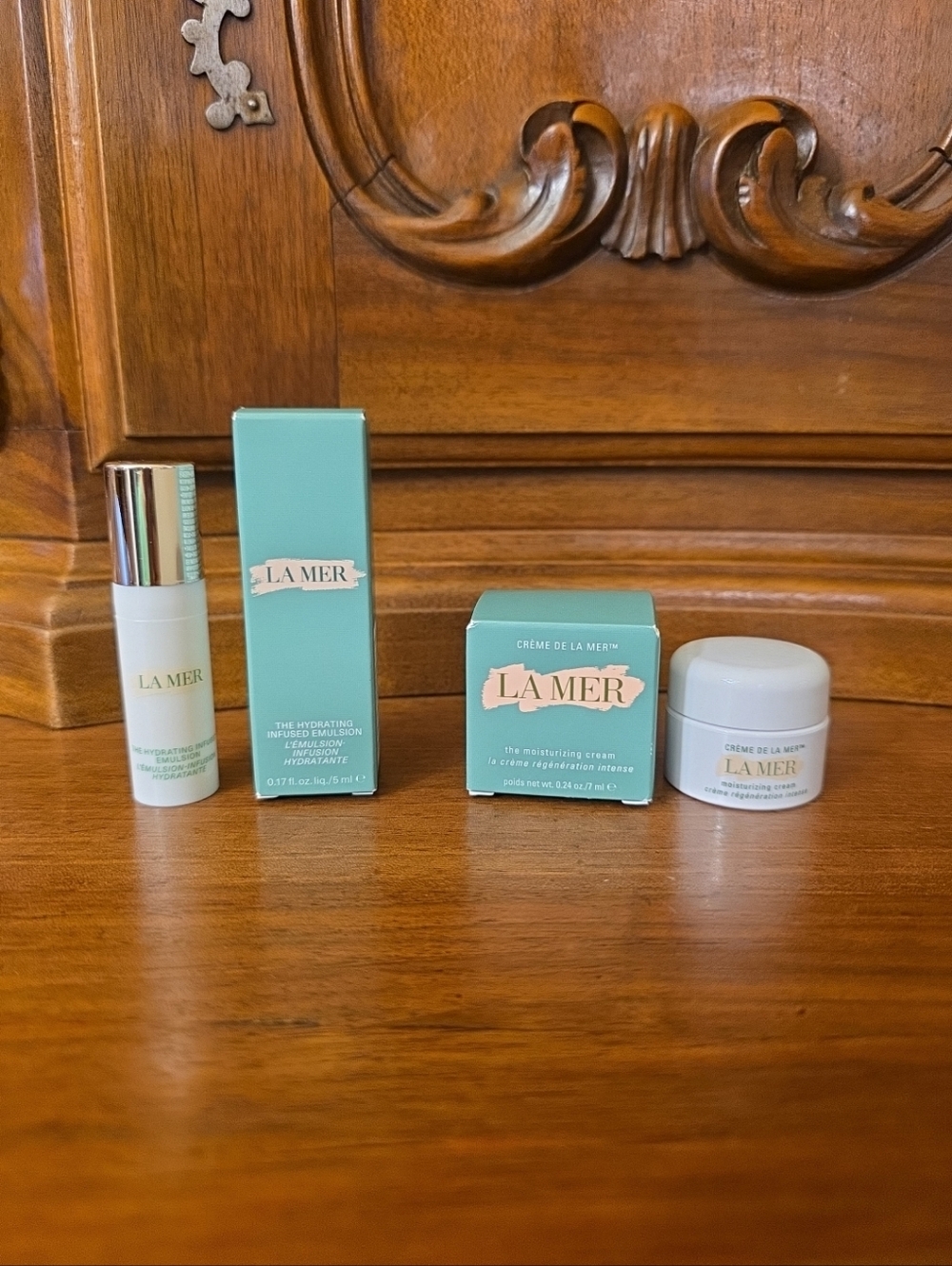La Mer Moisturizing Cream, .24oz & Hydrating Infused Emulsion, .17oz--NIB